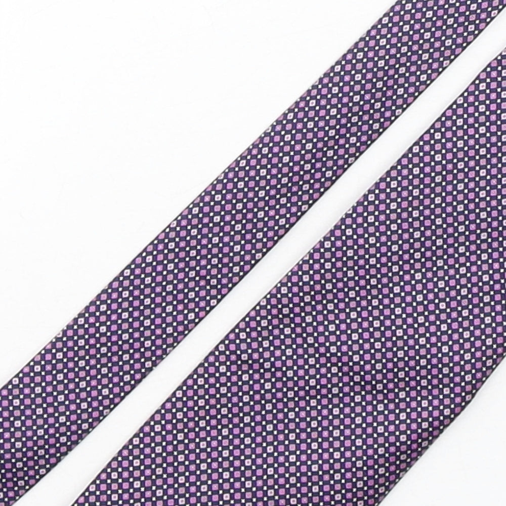 Marks and Spencer Mens Purple Geometric Silk Pointed Tie One Size