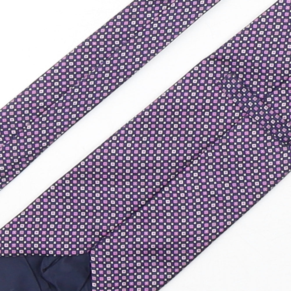 Marks and Spencer Mens Purple Geometric Silk Pointed Tie One Size
