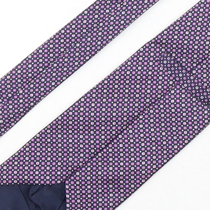 Marks and Spencer Mens Purple Geometric Silk Pointed Tie One Size