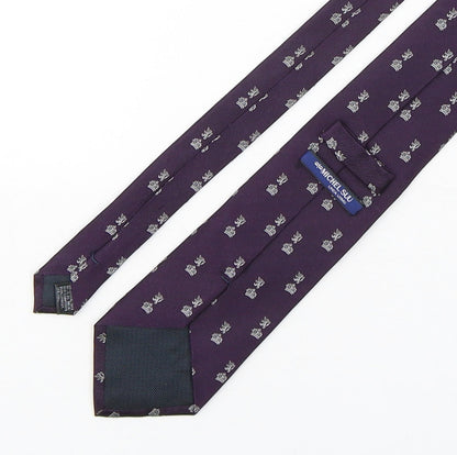 Michael Suu Mens Purple Geometric Silk Pointed Tie One Size