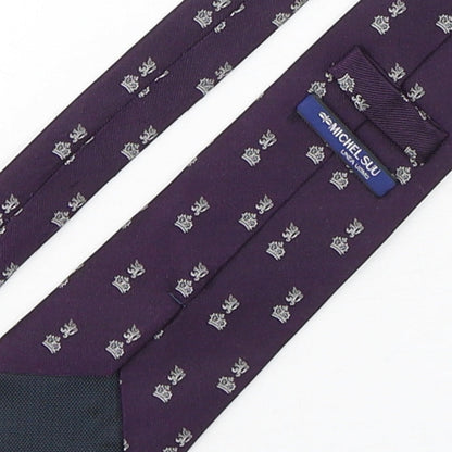Michael Suu Mens Purple Geometric Silk Pointed Tie One Size