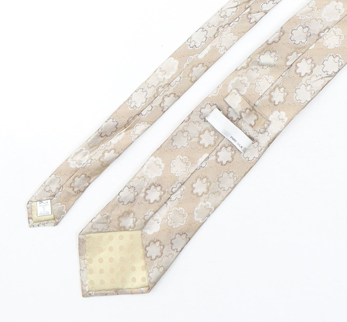 Mens BHS Beige Geometric  Pointed Tie