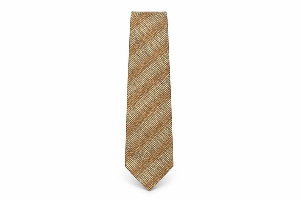 Front view of Kensinton men’s bronze striped silk pointed tie one size