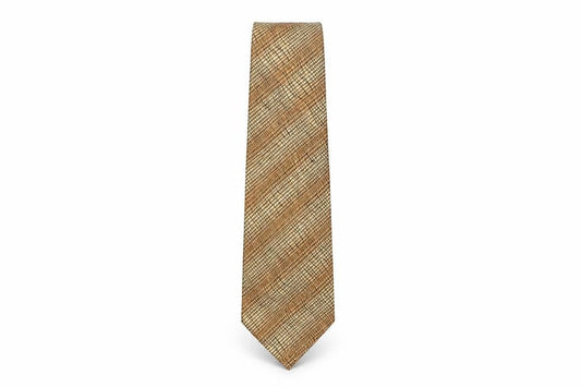 Front view of Kensinton men’s bronze striped silk pointed tie one size