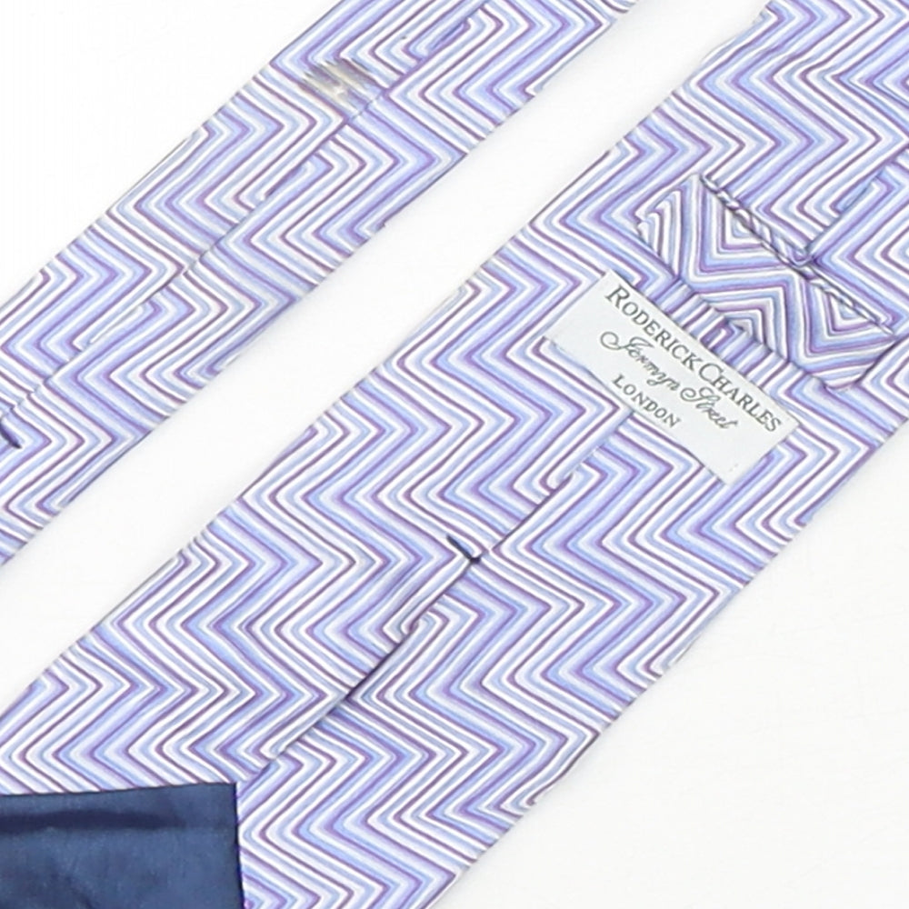 Roderick Charles Mens Multicoloured Geometric Silk Pointed Tie One Size