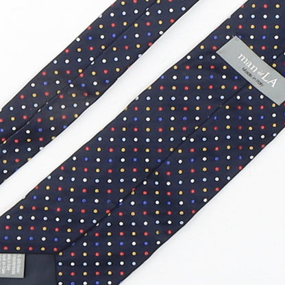 Man Of La  Mens Multicoloured Polka Dot Silk Pointed Tie One Size