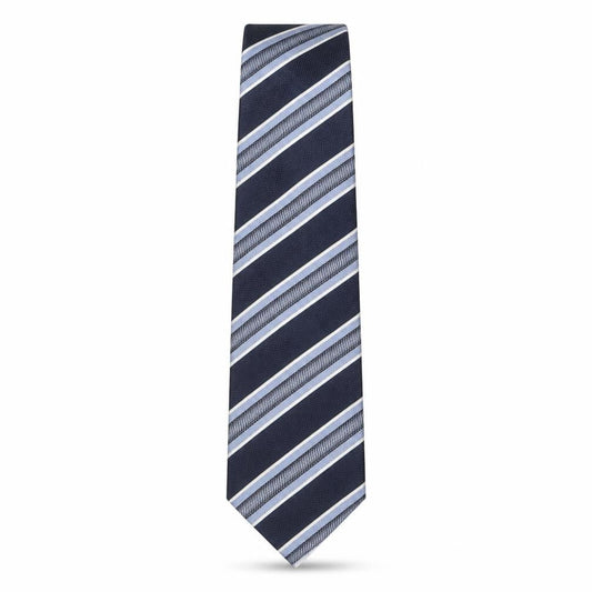 Front view of Racing Green men’s multicoloured striped silk pointed tie one size