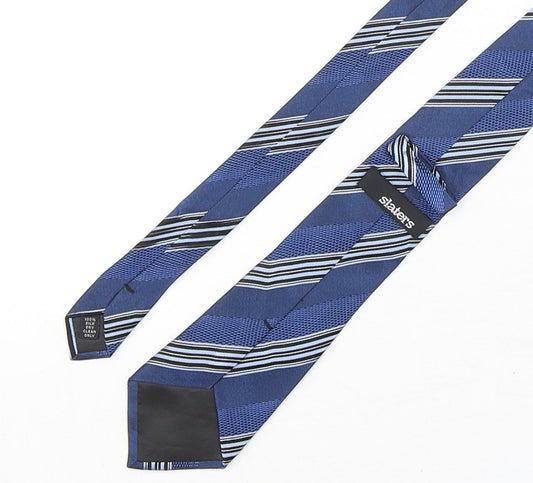 Slaters Mens Blue Striped Silk Pointed Tie One Size