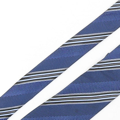 Slaters Mens Blue Striped Silk Pointed Tie One Size
