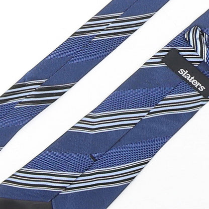 Slaters Mens Blue Striped Silk Pointed Tie One Size