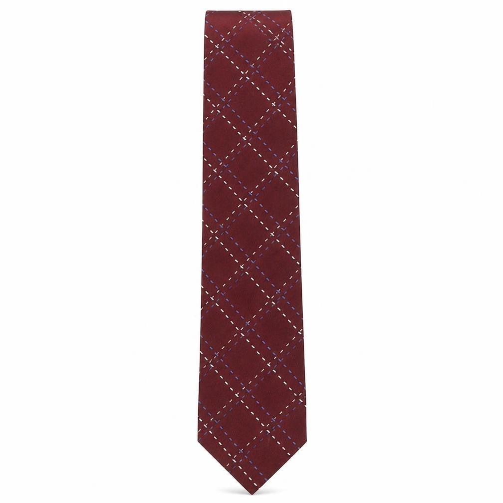Front view of Woodstock men’s multicoloured plaids & checks silk pointed tie one size
