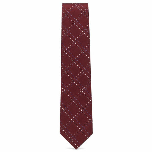 Front view of Woodstock men’s multicoloured plaids & checks silk pointed tie one size