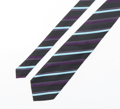 Vintage Mens Multicoloured Striped Polyester Pointed Tie One Size