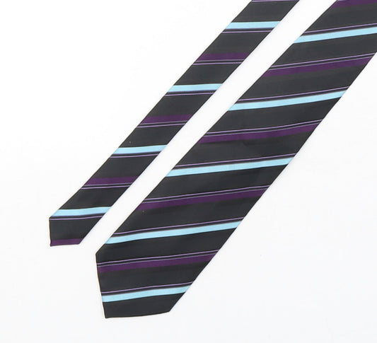 Vintage Mens Multicoloured Striped Polyester Pointed Tie One Size