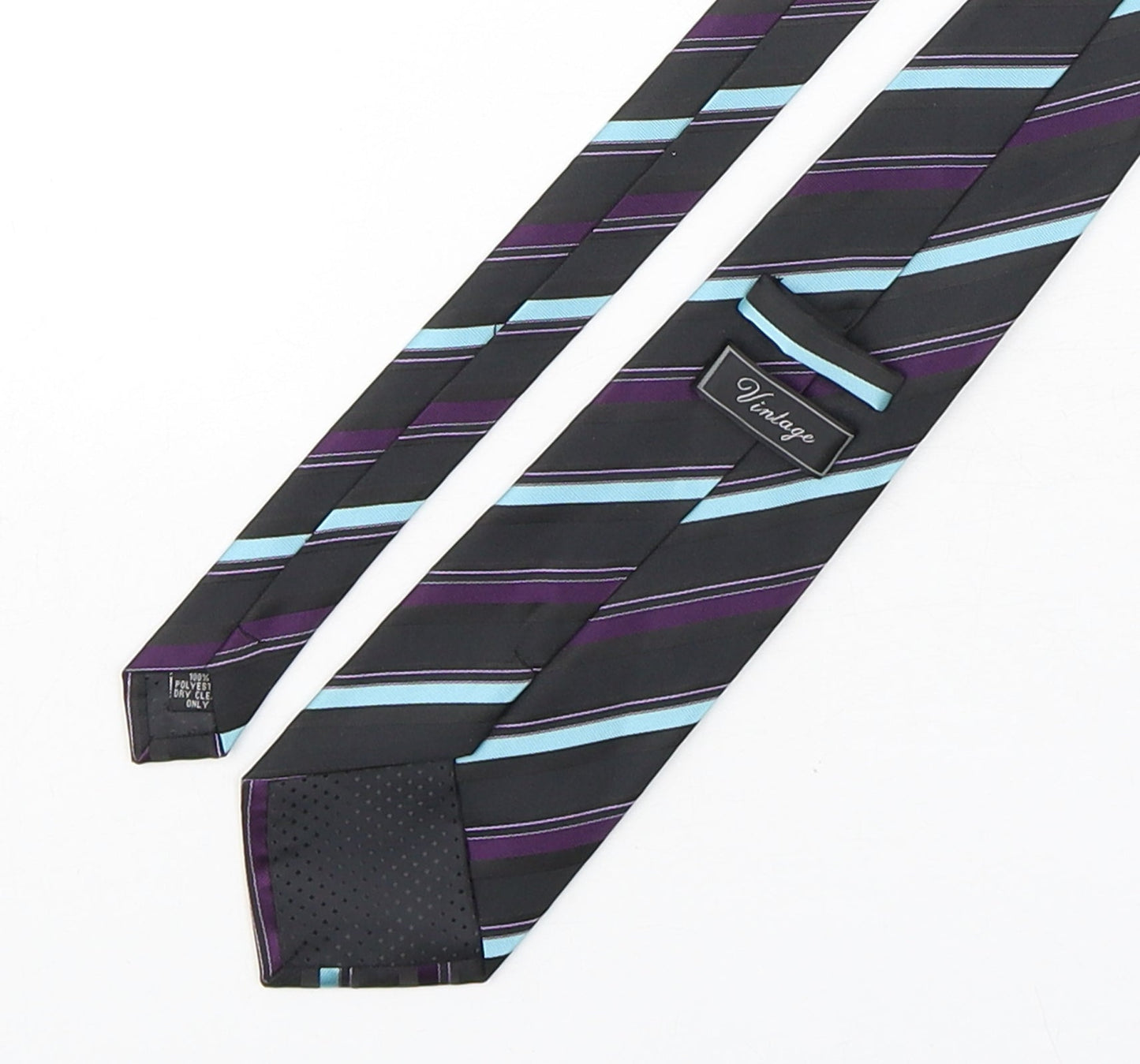 Vintage Mens Multicoloured Striped Polyester Pointed Tie One Size