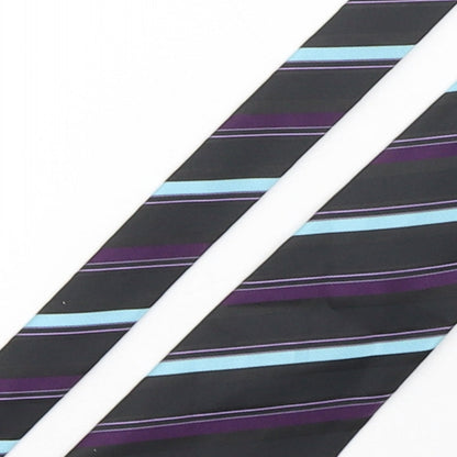 Vintage Mens Multicoloured Striped Polyester Pointed Tie One Size