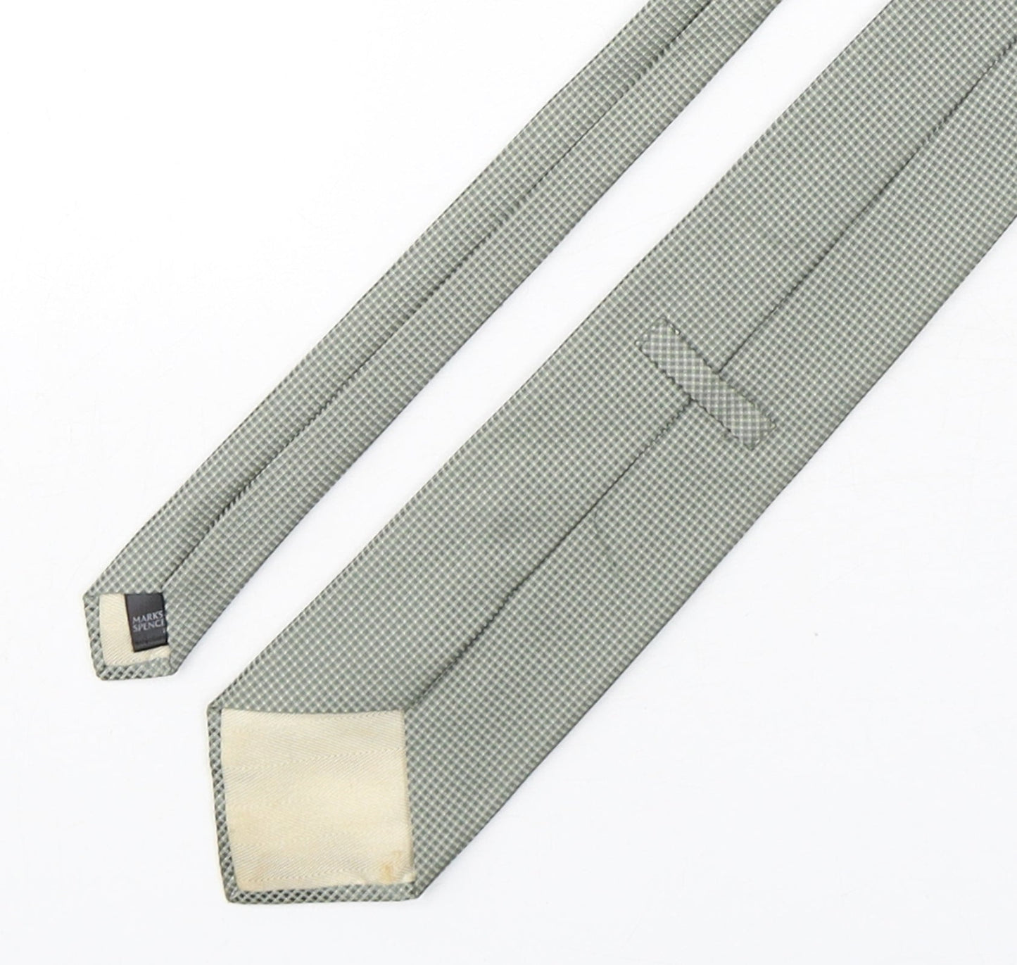 Marks and Spencer Mens Green Geometric Silk Pointed Tie One Size