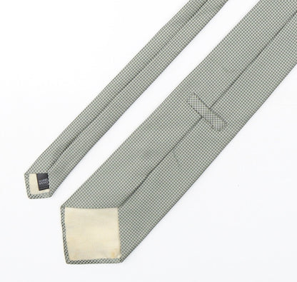 Marks and Spencer Mens Green Geometric Silk Pointed Tie One Size