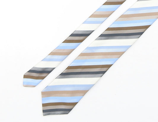 Marks and Spencer Mens Multicoloured Striped Polyester Pointed Tie One Size