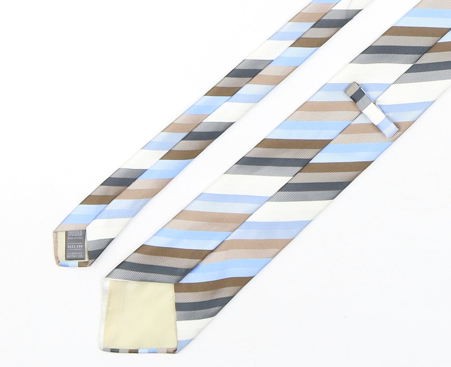 Marks and Spencer Mens Multicoloured Striped Polyester Pointed Tie One Size