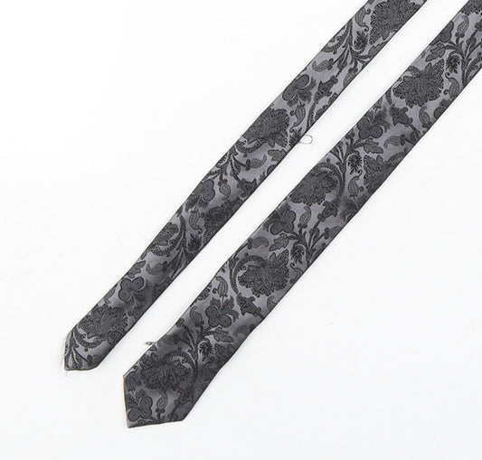 River Island  Mens Grey Paisley Silk Pointed Tie One Size