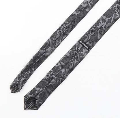 River Island  Mens Grey Paisley Silk Pointed Tie One Size