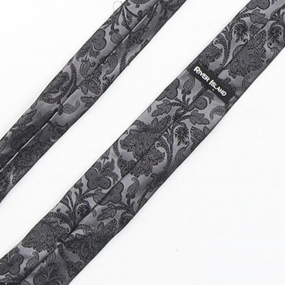 River Island  Mens Grey Paisley Silk Pointed Tie One Size