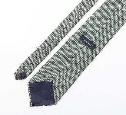 Nautica  Mens Green Geometric Silk Pointed Tie One Size