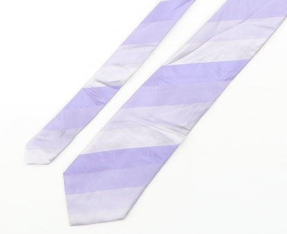 Soprano Mens Purple Striped Silk Pointed Tie One Size
