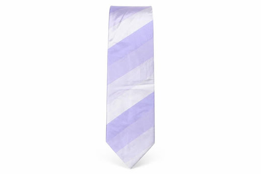 Front view of Soprano men’s purple striped silk pointed tie one size