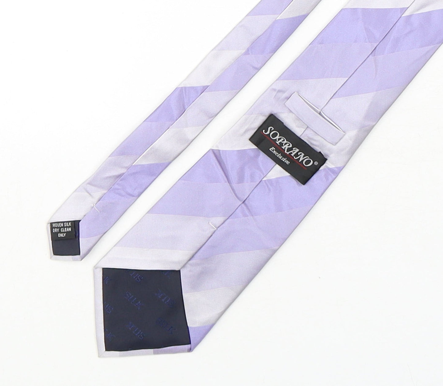 Soprano Mens Purple Striped Silk Pointed Tie One Size