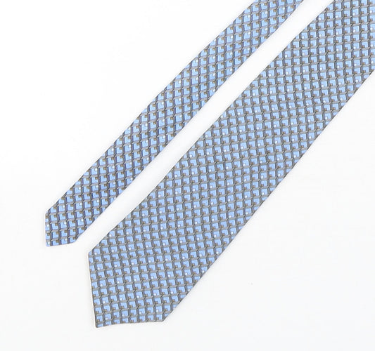 John Lewis  Mens Blue Geometric Silk Pointed Tie One Size