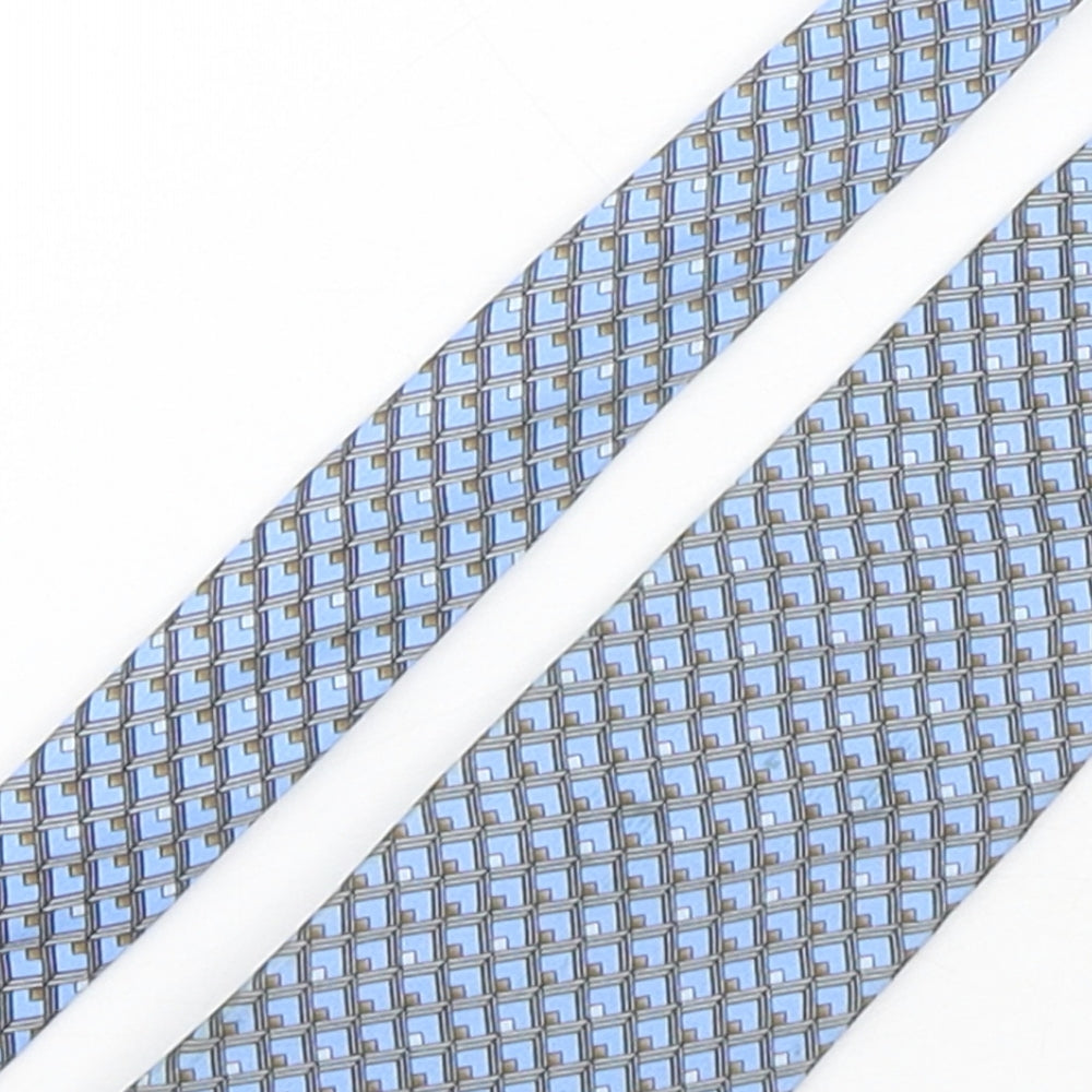 John Lewis  Mens Blue Geometric Silk Pointed Tie One Size