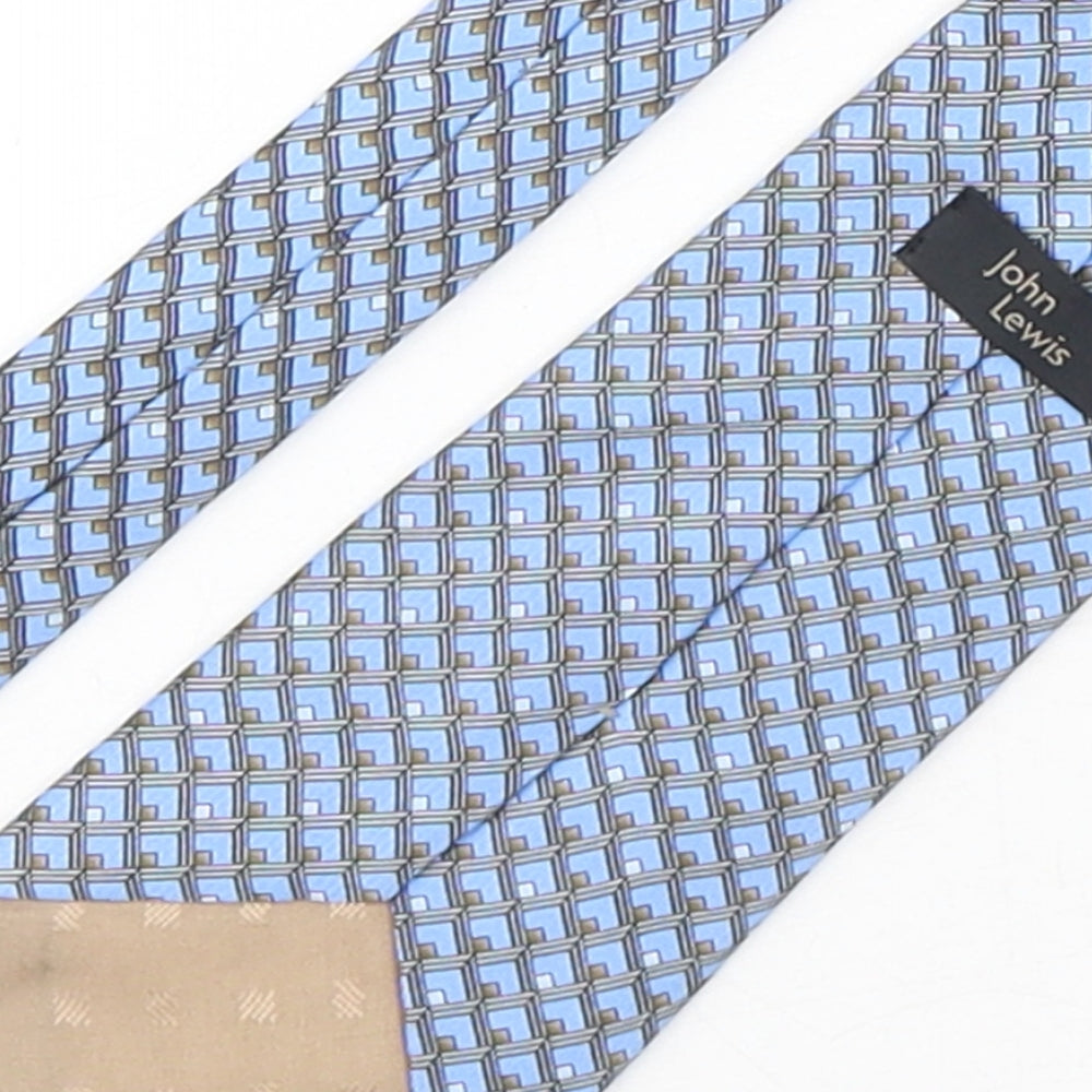 John Lewis  Mens Blue Geometric Silk Pointed Tie One Size