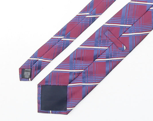 Marks and Spencer Mens Multicoloured Plaids & Checks Silk Pointed Tie One Size