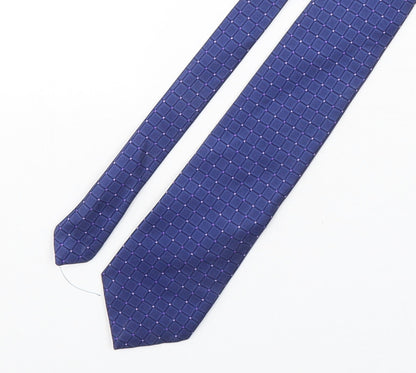 Paolo Vincente Mens Blue Geometric Silk Pointed Tie One Size