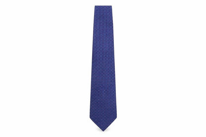 Front view of Paolo Vincente men’s blue geometric silk pointed tie one size