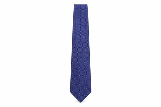 Front view of Paolo Vincente men’s blue geometric silk pointed tie one size