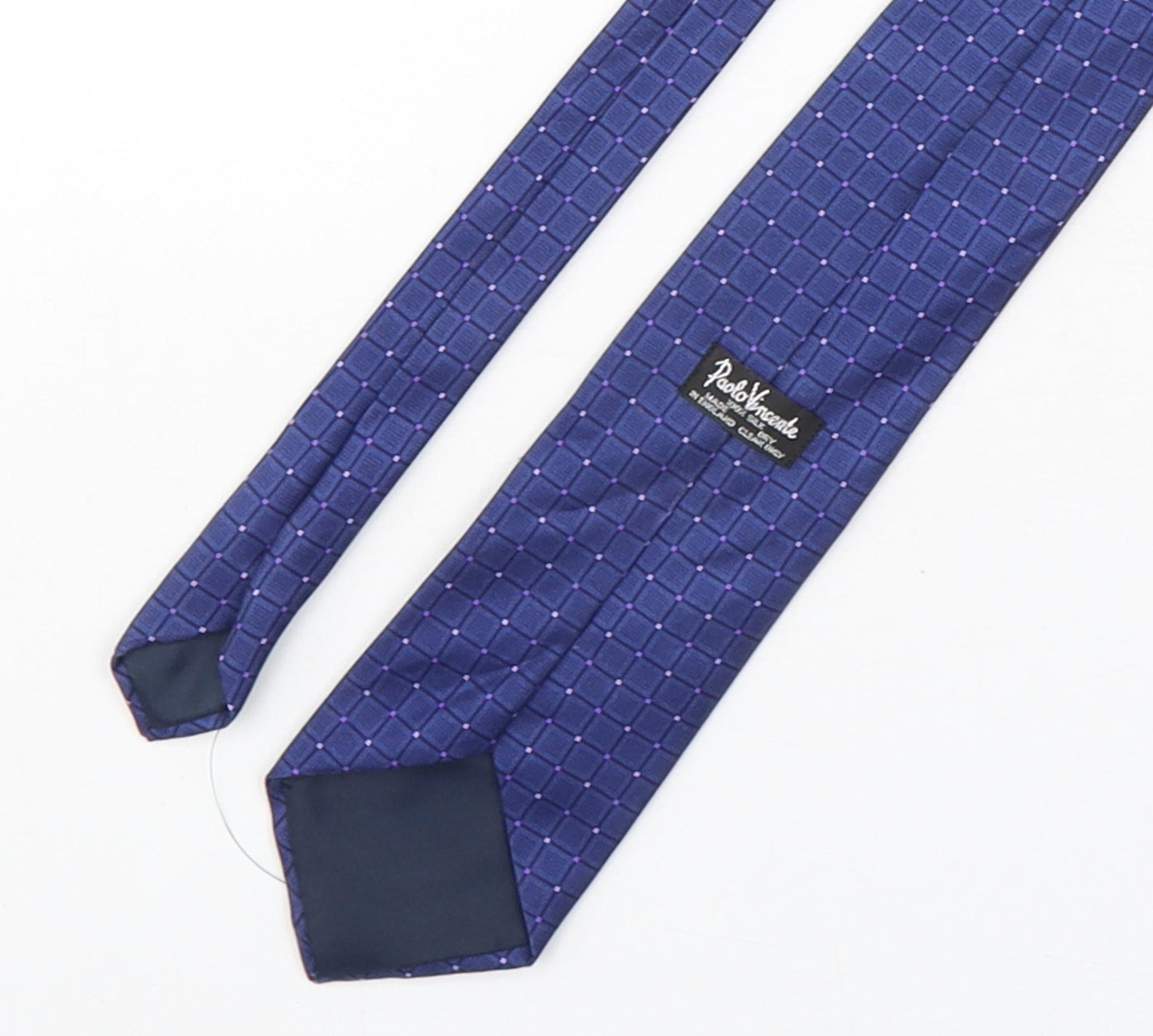 Paolo Vincente Mens Blue Geometric Silk Pointed Tie One Size