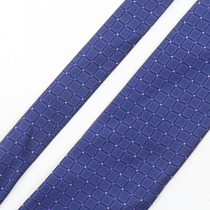 Paolo Vincente Mens Blue Geometric Silk Pointed Tie One Size