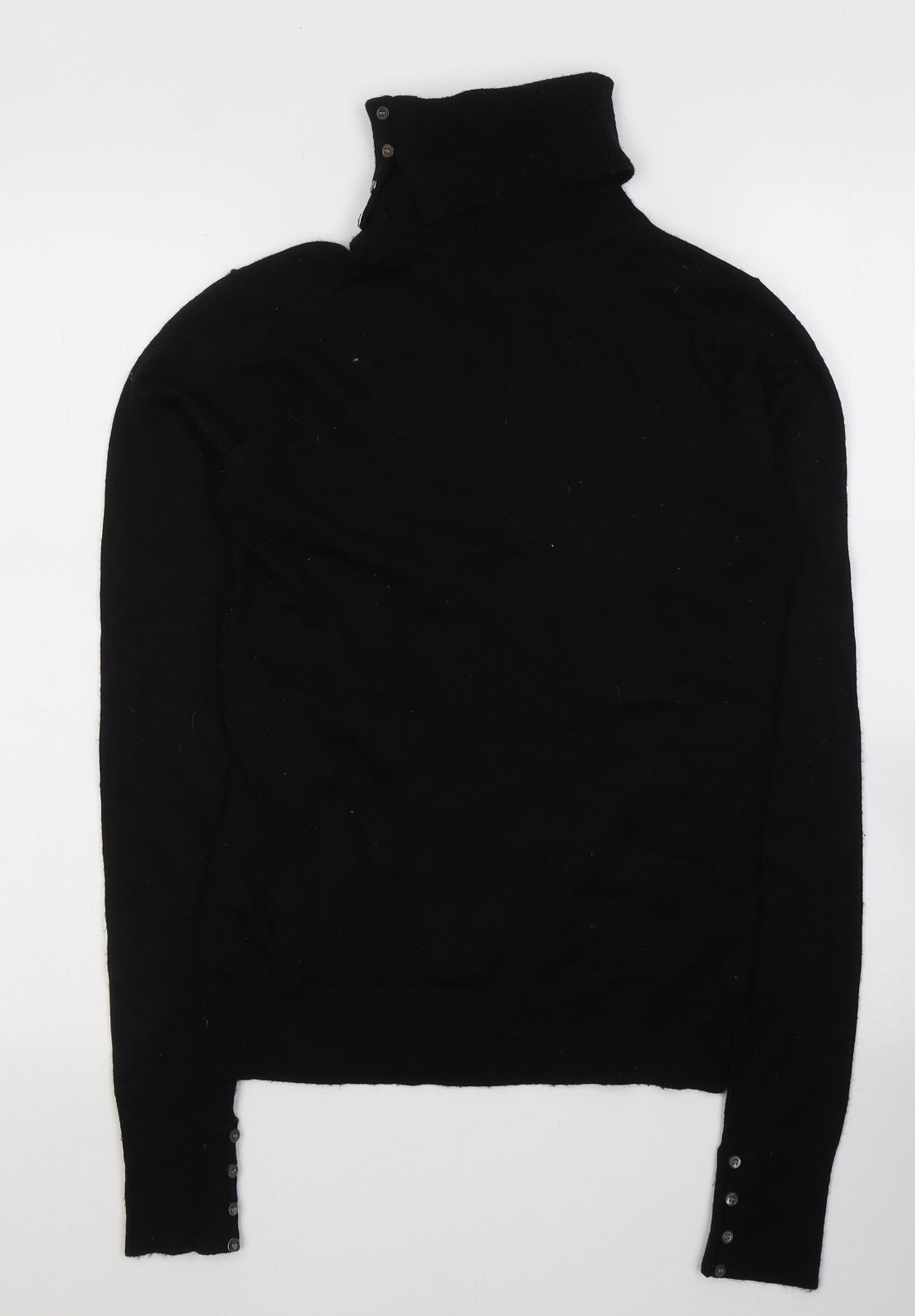 GREATPLAINS Womens Black  Acrylic Jersey T-Shirt Size M Roll Neck