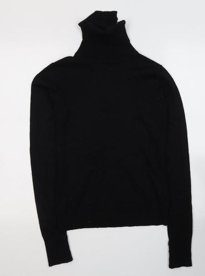 GREATPLAINS Womens Black  Acrylic Jersey T-Shirt Size M Roll Neck