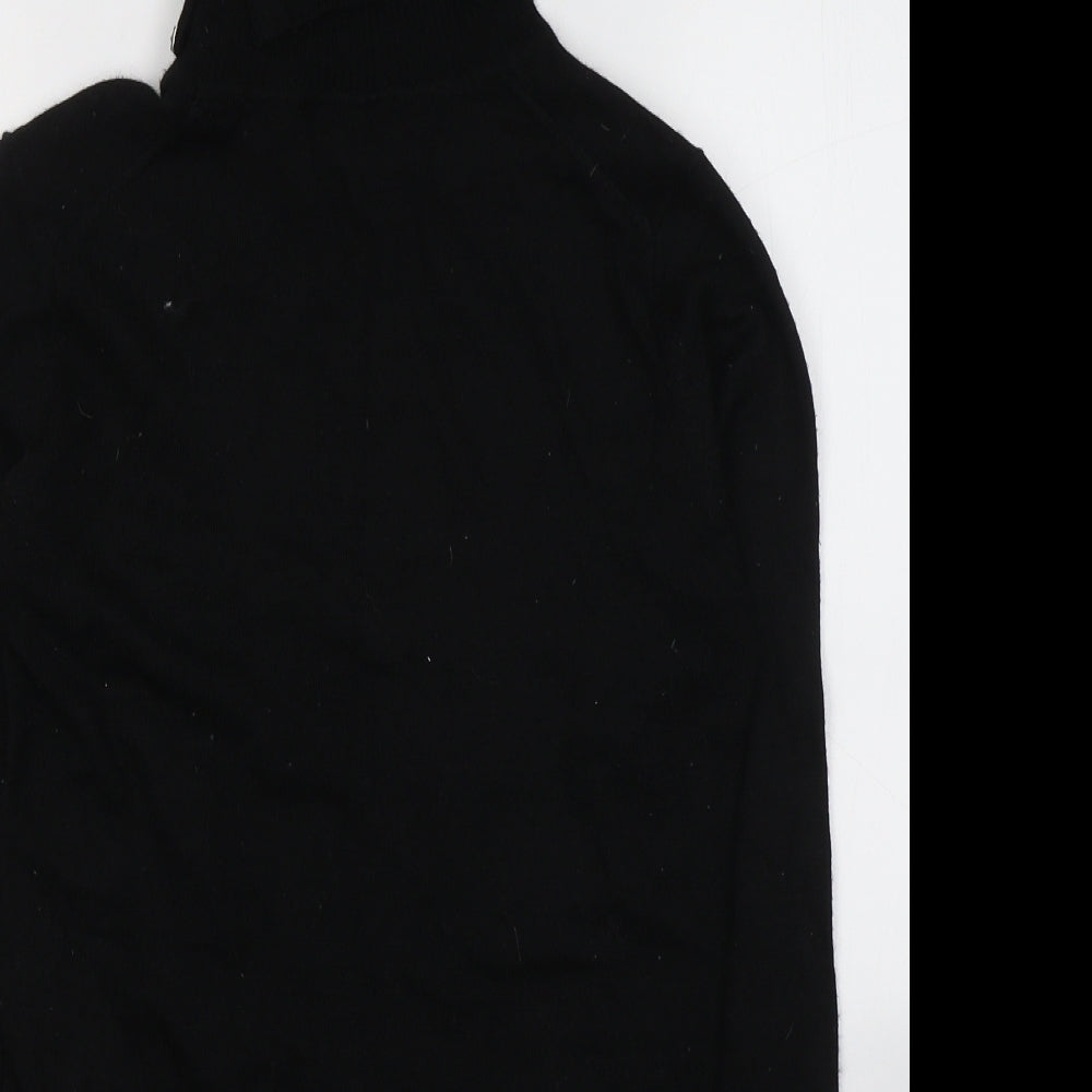 GREATPLAINS Womens Black  Acrylic Jersey T-Shirt Size M Roll Neck