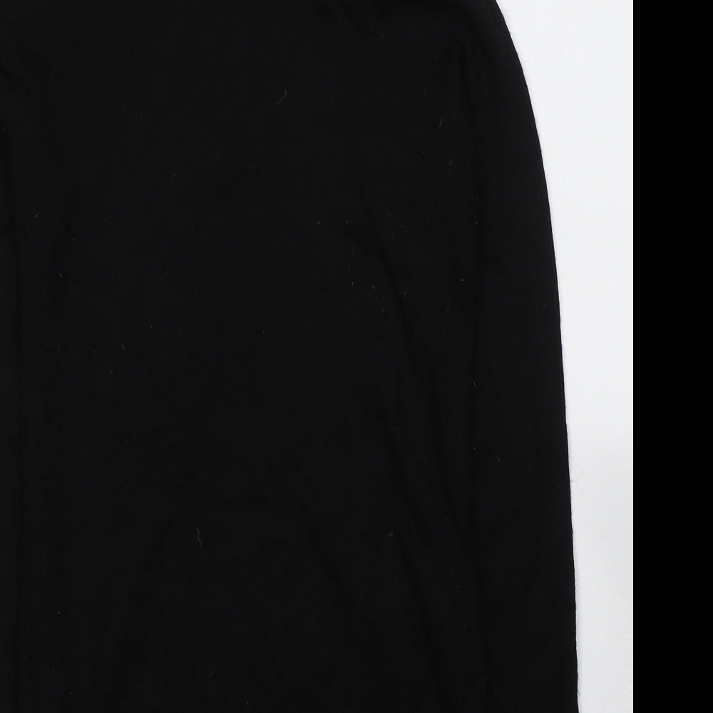 GREATPLAINS Womens Black  Acrylic Jersey T-Shirt Size M Roll Neck