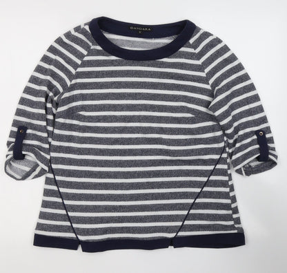 Dandara Womens Blue Striped Polyester Jersey T-Shirt Size S Round Neck