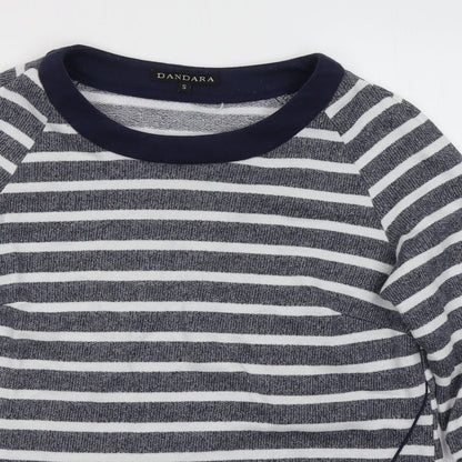 Dandara Womens Blue Striped Polyester Jersey T-Shirt Size S Round Neck