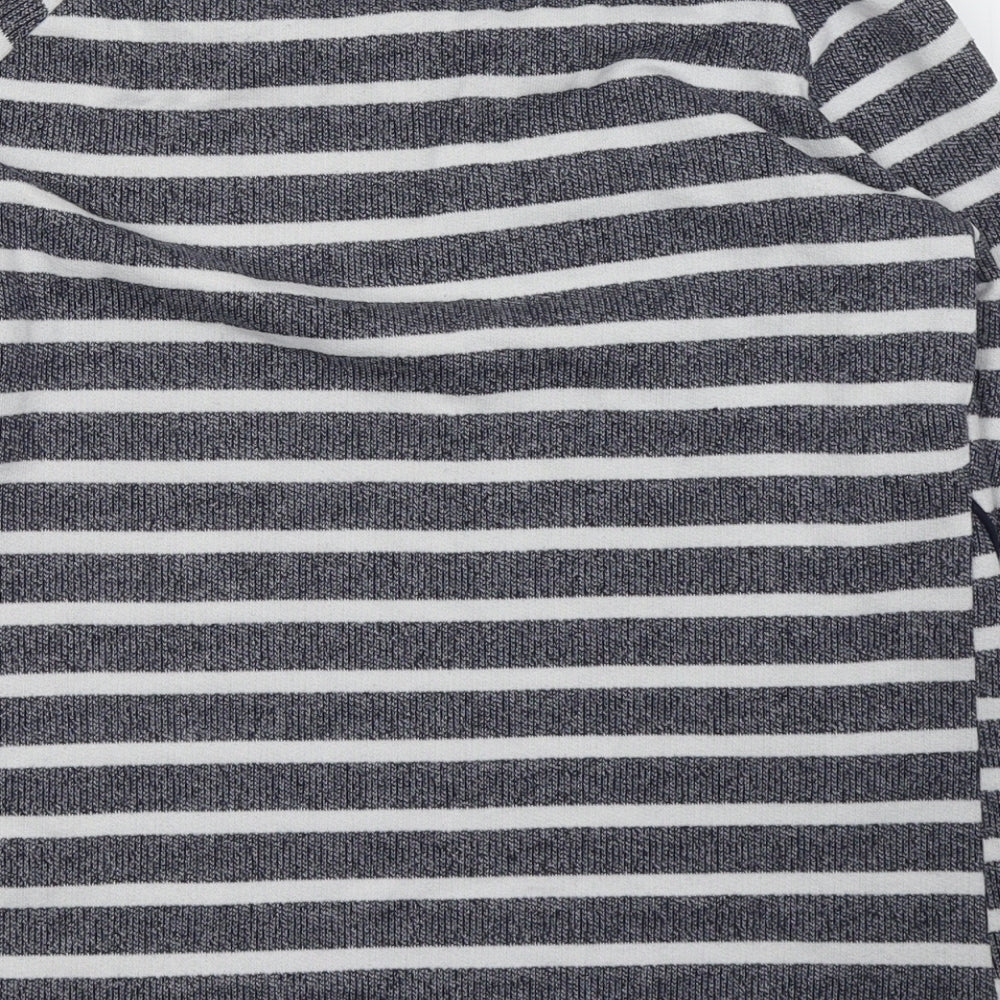 Dandara Womens Blue Striped Polyester Jersey T-Shirt Size S Round Neck
