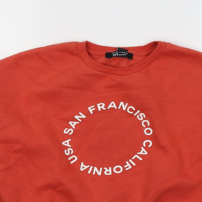New Look Girls Orange  Cotton  Sweatshirt Size 10-11 Years  Pullover - California