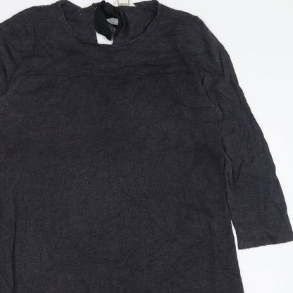 Monsoon Womens Grey  Acrylic Jumper Dress  Size 12  Roll Neck Tie