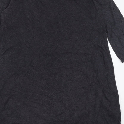 Monsoon Womens Grey  Acrylic Jumper Dress  Size 12  Roll Neck Tie